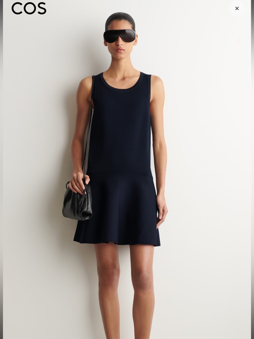 COS Sleeveless Navy Fit-and-Flare Dress